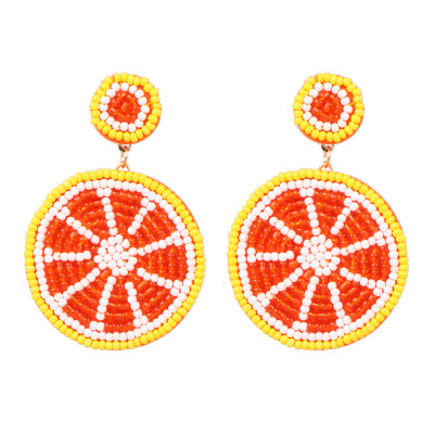 

2019 New Arrival Summer Style Handmade Seed Beads Fruit Lemon Drop Earrings Personality Watermelon Earrings For Woman Party Gift