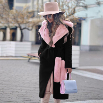 

Roseonmyhand Winter Warm Womens Fashion Thicken Turn-down Collar Woolen Coat with Collar