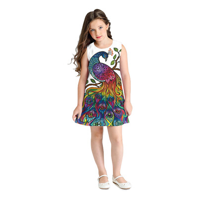 

Teen Toddler Kid Girl Sleeveless 3D Cartoon Print Cartoon Dresses Casual Clothes
