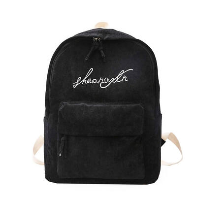 

Women Letter Print Backpack Preppy Style Girls Corduroy Travel School Bags