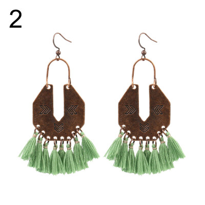 

Women Hollow Out U-Shaped Arrow Tassel Dangle Statement Hook Earrings Jewelry