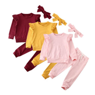 

US Toddler Kids Baby Girl Infant Clothes T-shirt Top Pants Outfit Sets Tracksuit