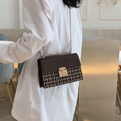 

Summer fashion chain bag female 2019 new wave Korean version of the wild single shoulder woolen Messenger bag simple small square bag