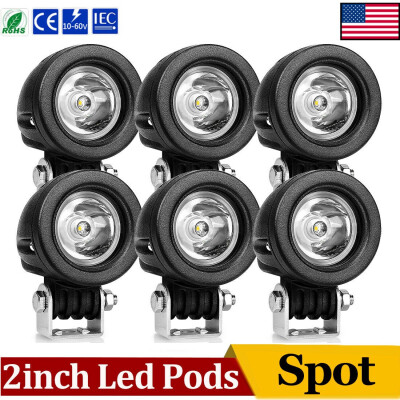 

6PCS 2inch 12W LED Work Lights Round Backup Fog Lamp Pods Dirt Bike Boat ATV 4X4