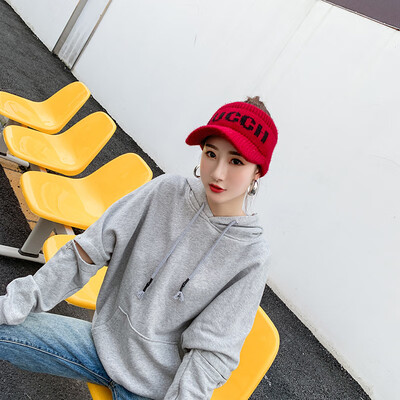 

Empty top woolen hat childrens winter net red personality fashion student Korean version versatile letter new knitting cap