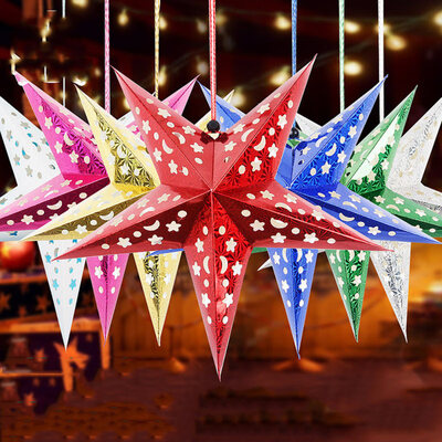 

Romantic Hanging Solid Laser Paper Star Xmas Party Decor Christmas Tree Ornament