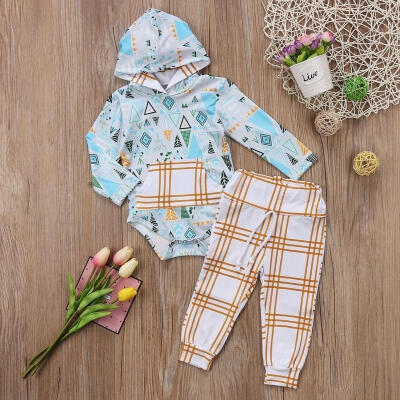 

New Fashion Toddler Baby Hooded Romper Long Sleeve Pants Outfits Clothes Set