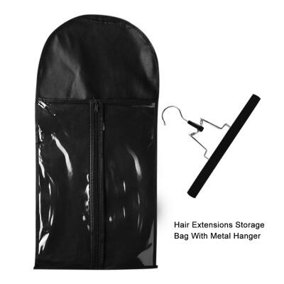 

Fashion Hair Extensions Storage Bag Metal Hanger Durable Carrier Case Zipper for Home & Salon