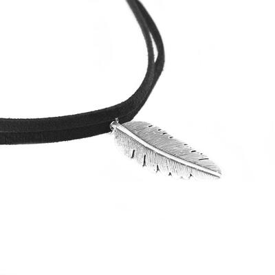 

TTMM New Trendy Choker Necklace Double velvet Ancient silver Feater Pendant necklace For Women Gift N234