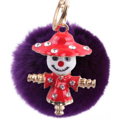 

New Diamond Scarecrow Rex Rabbit Hairball Keychain Bag Pendant Mobile Car Pendant