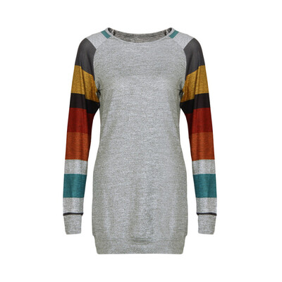 

Nomeni Women Striped Long Sleeve Knitted Casual Tunic Sweatshirt Tops T Shirt Dress