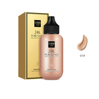 

New Hot 24k Gold Liquid Foundation Moisturizing Cover Blemishes Even Skin Tone Natural Whitening Concealer Primer