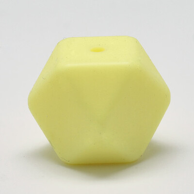 

Food Grade Environmental Silicone Beads Chewing Beads For Teethers DIY Nursing Necklaces Making Faceted Cube LightYellow 17x1