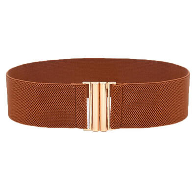 

Lady Solid Color Buckle Wide Faux Leather Elastic Waistband Belt for Jeans Pants