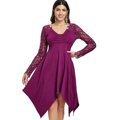 

Lace Insert Empire Waist Dress