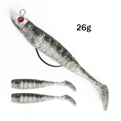 

New Soft Jig Fish Lead Head Fishing Lure 100mm154g 120mm26g Jigging Soft Bait Fishing Tackle For Ice Fishing Saltwater Fresh