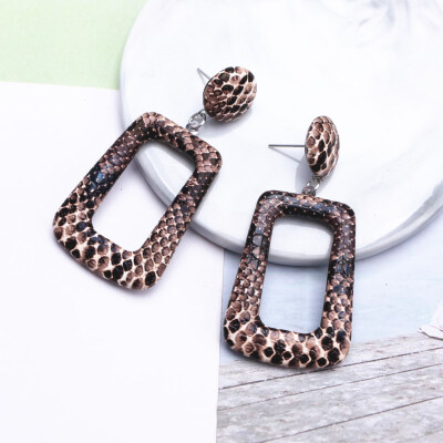 

EK625 2019 New Big Round Drop Earrings for Women Punk Vintage Oversize Big Statement Earrings Snake Skin Party Jewelry Oorbellen