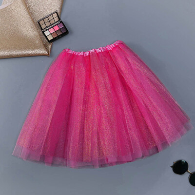 

Roseonmyhand Womens Fashion Paillette Elastic 3 Layered Short Skirt Adult Tutu Dancing Skirt