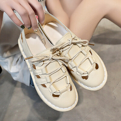 

Sandals female super fire fairy wind flat summer students Joker Baotou hollow hole shoes