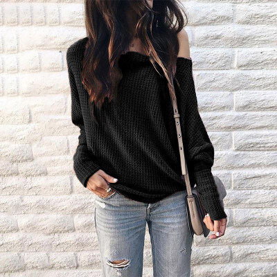 

Womens Loose Pullover Solid Long Sleeve Casual Shirts Knitted T-shirt Sweater