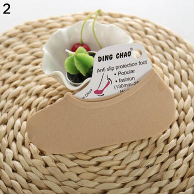 

1 Pair Women Solid Color Anti-slip Boat Loafer Invisible Nylon Breathable Socks