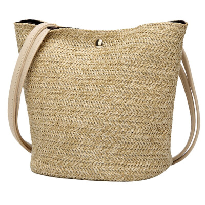 

Tailored Fashion Women Casual Shoulder Bag Straw Bags Woven Bucket Bag Handbag