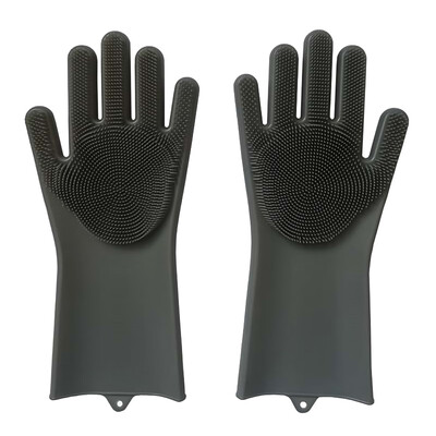 

1x Silicone Rubber Dish Washing Gloves 2 in1 Scrubber Cleaning Scrubbing New
