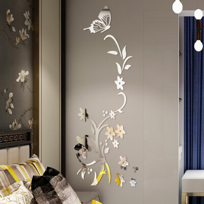 

Gobestart 3D Diy Flower Butterfly Shape Acrylic Wall Sticker Modern Stickers Decoration