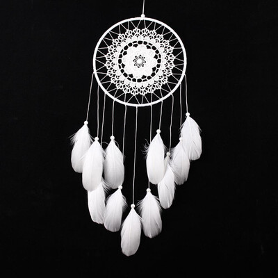 

White Decoration Crafts Dreamcatcher Wind Chimes Handmade Dream Catcher with Feathers Wall Hanging Home Decor