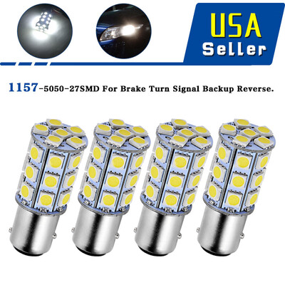 

4x 6000K White 1157 27 SMD LED Backup Reverse Turn Signal Light Bulbs 1152 12V