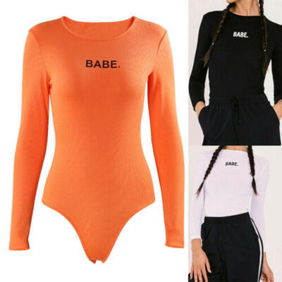 

Women Long Sleeve Bandage Jumpsuit Romper Leotard Top Shirt Bodycon Bodysuit