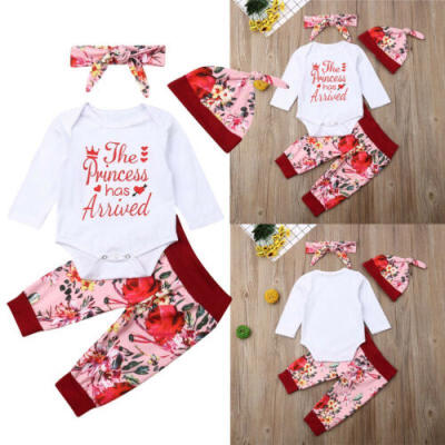 

Newborn Toddler Baby Girl Tops T shirt Floral Pants Headband Outfit Clothes Set