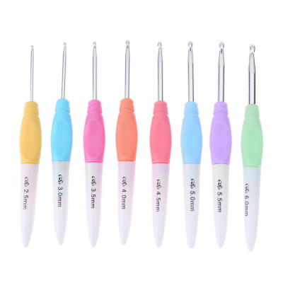 

8pcs Soft Handle Needles Sweater Knit Weave Yarn Aluminum Crochet Hooks Set