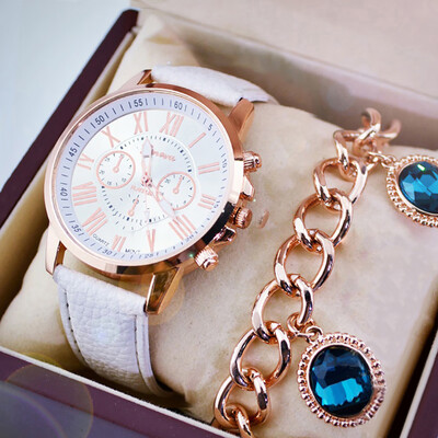 

Fashion Geneva Roman Numerals Leather Analog Quartz Watch Casual Couple Watch Wrist Watches