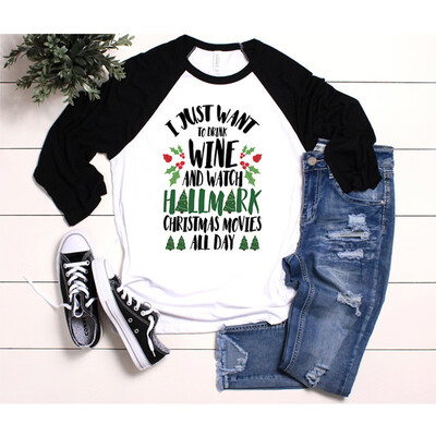 

Tailored Christmas Women O-Neck Long Sleeve Letter Printing T-shirt Casual Blouse Tops