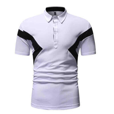 

Toponeto Fashion Mens Casual Mixing Colour Slim Fit Short Sleeve Sports Shirt Top Blouse