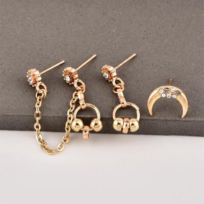 

Hot New Fashion Unique Punk Wind Earring Sets Moon Rings Earrings Suit Selling Stud Earrings For Women Jewelry Wholesale Brincos