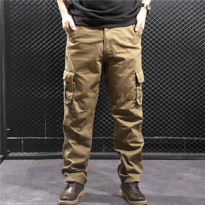 

SQSI mens summer trousers loose casual pants loose tight waist multi-pocket pants thin section 4884