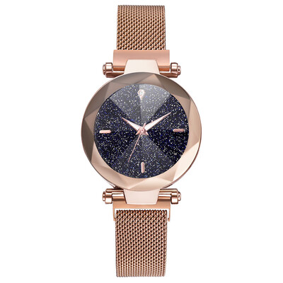 

2019 Hot Sale Starry Sky Watch Womens Luxury Magnet Buckle Quartz Wristwatch Geometric Surface Female Luminous Clock for Gifts