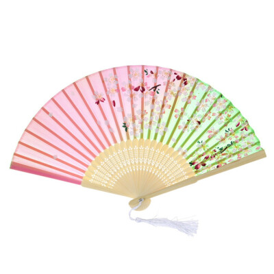 

Siaonvr Best Chinese Style Dance Wedding Party Lace Silk Folding Hand Held Flower Fan