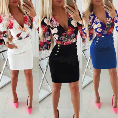

UK Womens Sexy Bodycon Dress Ladies Party Evening Casual Long Sleeve Mini Dress