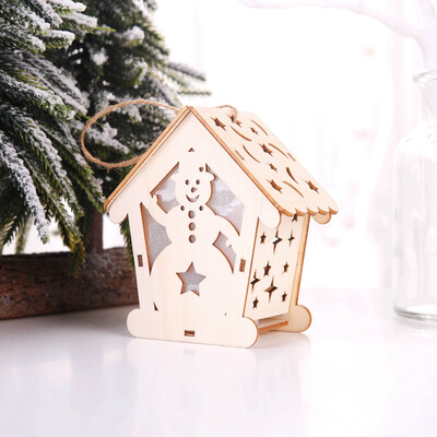 

〖Follure〗Christmas Decoration Luminous Wooden House Christmas Tree Ornaments DIY Gift