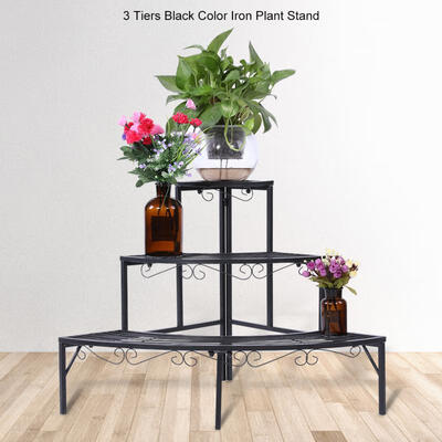 

Greensen 3-Tier Black Color Plant Stand Corner Shelf Metal Flower Pot Storage Rack Garden Display Holder