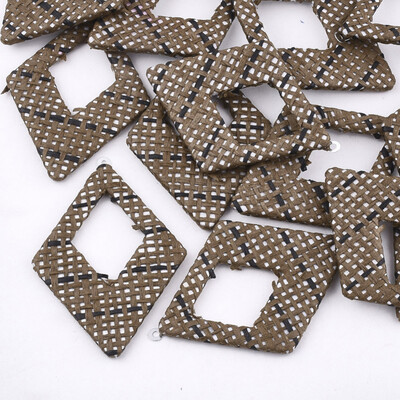 

Handmade Raffia Woven Big Pendants with Iron & Aluminum Findings Rhombus Platinum Camel 69x485x4mm Hole 18mm