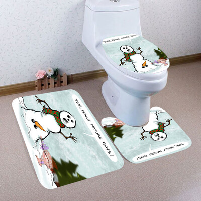 

Tailored 3PCS Christmas Bathroom Non-Slip Pedestal Rug Lid Toilet Cover Bath Mat Set