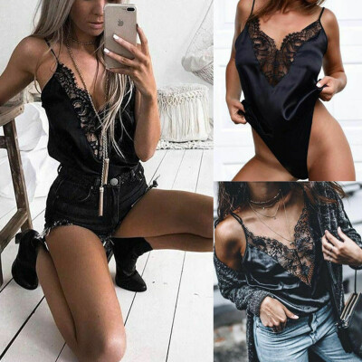 

Womens Blouse T-shirt Summer Lace V-Neck Sleeveless Straps Vest Shirt Tank Top