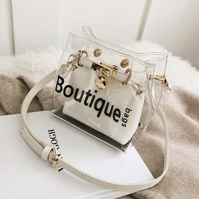 

Ins net red summer transparent bag new 2019 Korean bucket bag shoulder slung jelly bag