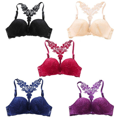 

Womens One Piece Lace Push Up Front Closure Smooth Wirefree Bras Beautiful Back