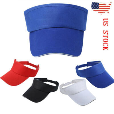 

US Men Women Summer Visor Hat Adjustable Sun Beach Unisex Headband Plain Hat Cap