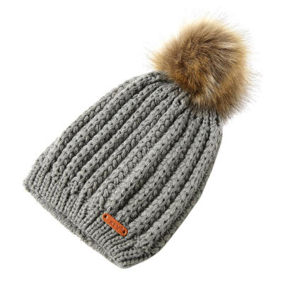 

Men Women Winter Outdoor Warm Cap Vertical Stripes Pompom Ball Knitted Hat